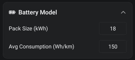 Battery Model settings section