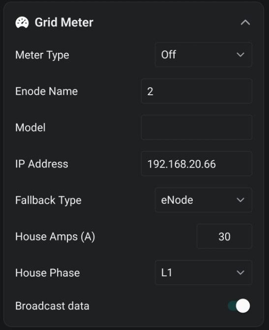 Grid Meter settings section