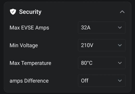 Security settings section
