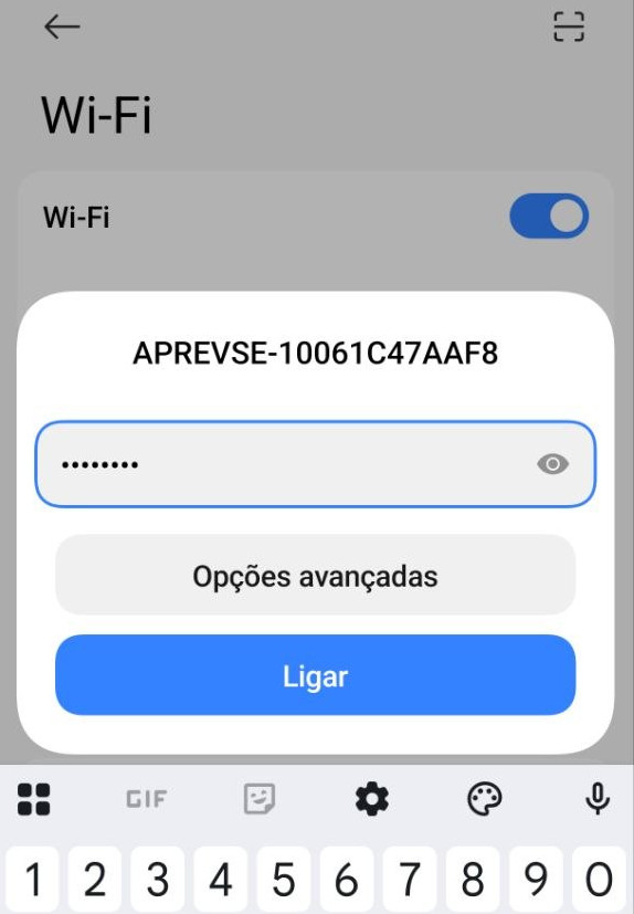 Joining the APREVSE network in the phone's Wi-Fi settings