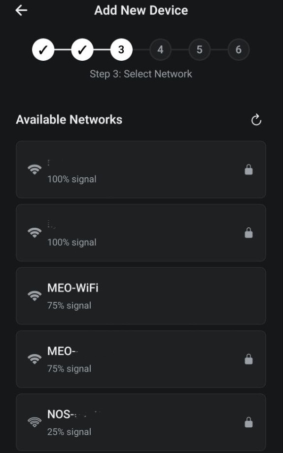 Step 3: the list of available Wi-Fi networks