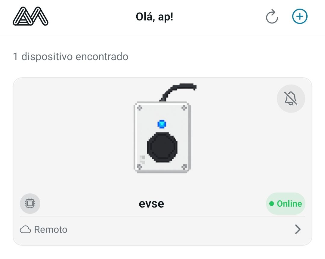 The device list with the new charger online