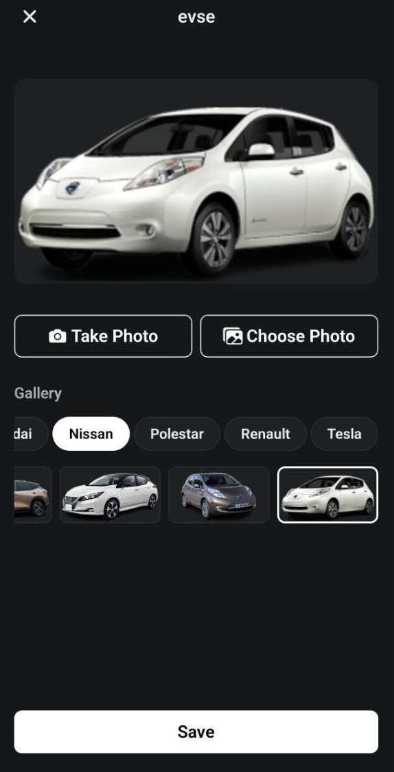 Choosing a charger photo from the model gallery